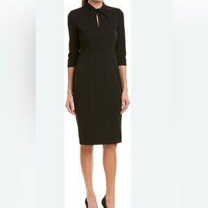 Donna Morgan Black Sheath Dress 3/4 Sleeve Crew Neck